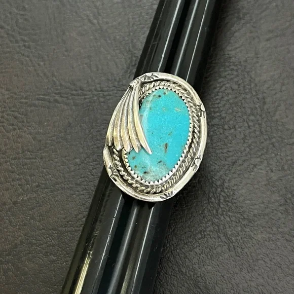 🔴SOLD🔴 Vintage Native American sterling silver & turquoise ring Size 7 - Picture 6 of 10
